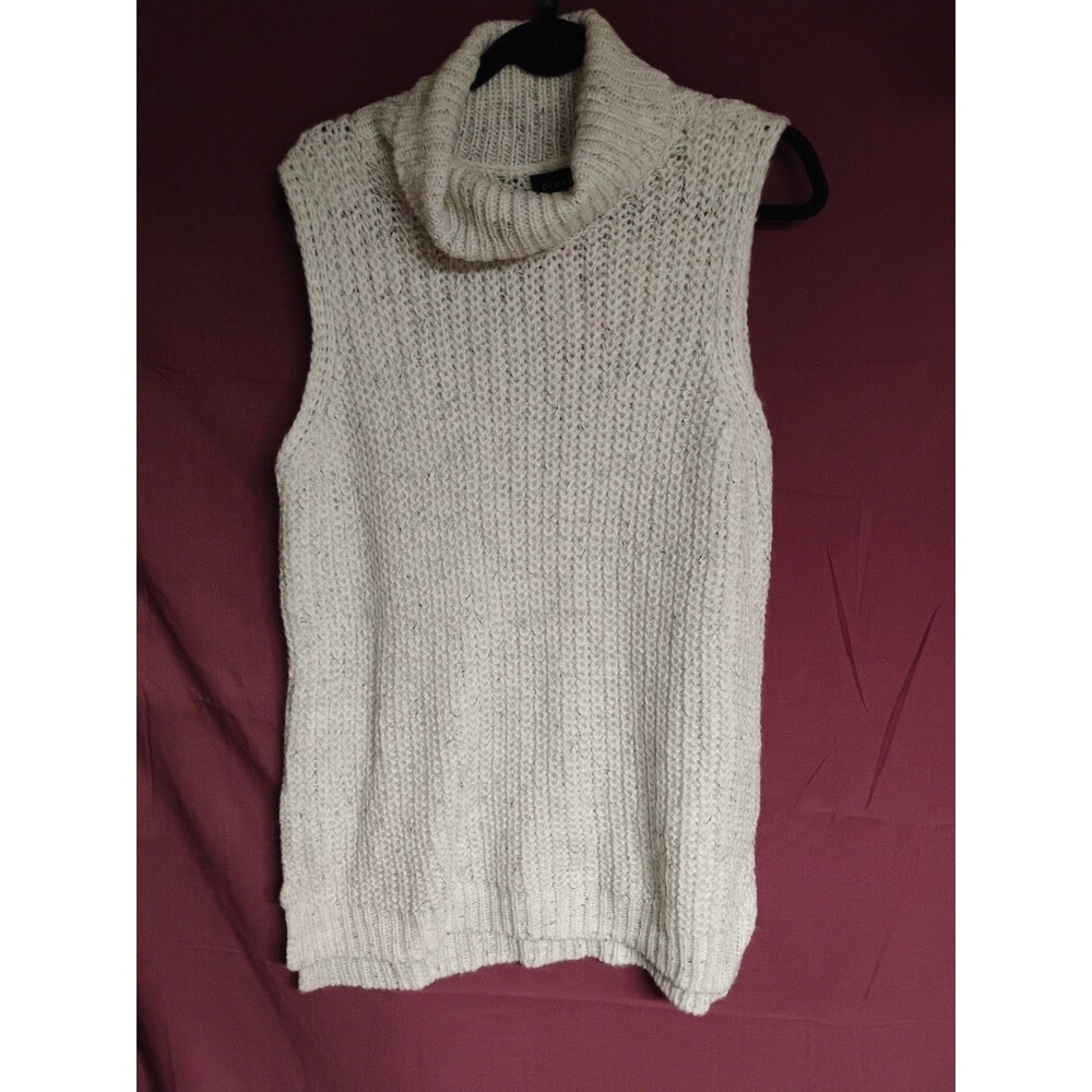 Evereve Womens Sleeveless Turtleneck Pullover Sweater Ivory Multi  Large 12-14